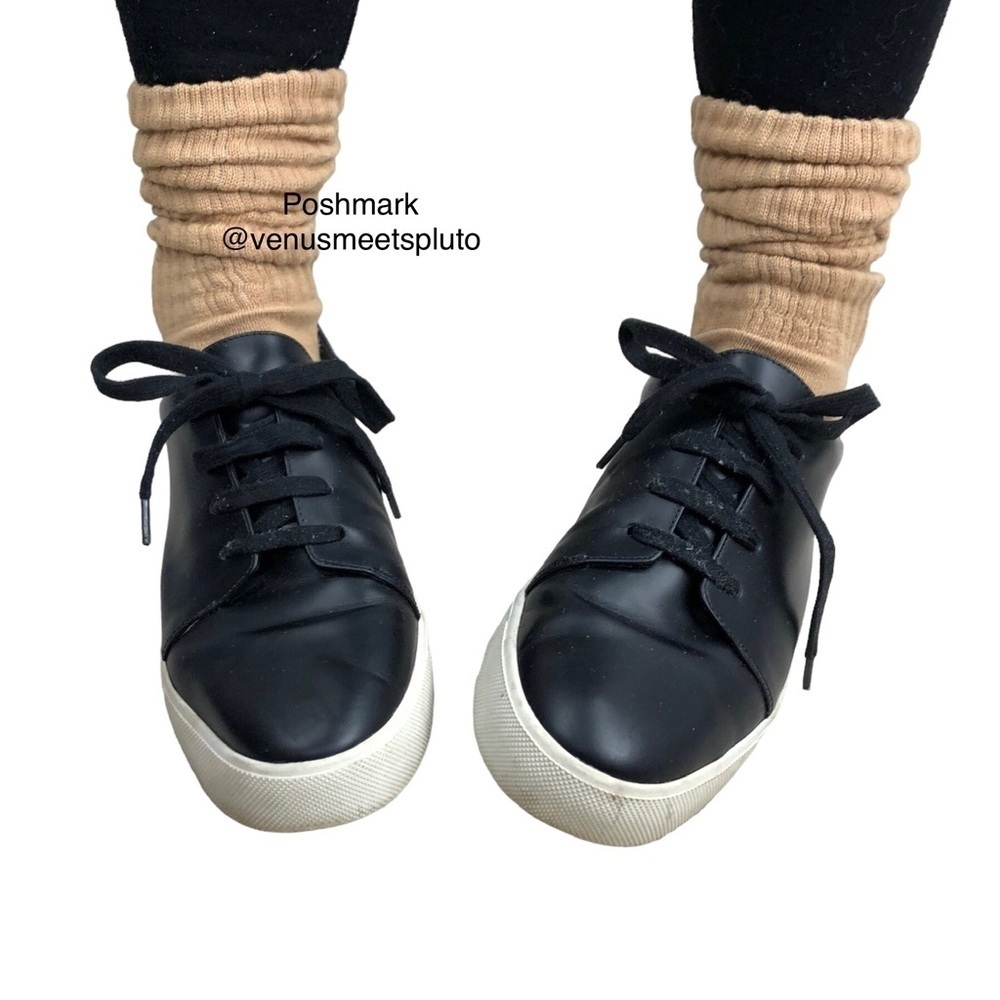 Vince. Black Patent Leather Platform Sneaker Sz 7.5M/38 Shoe Lace Up Minimalist